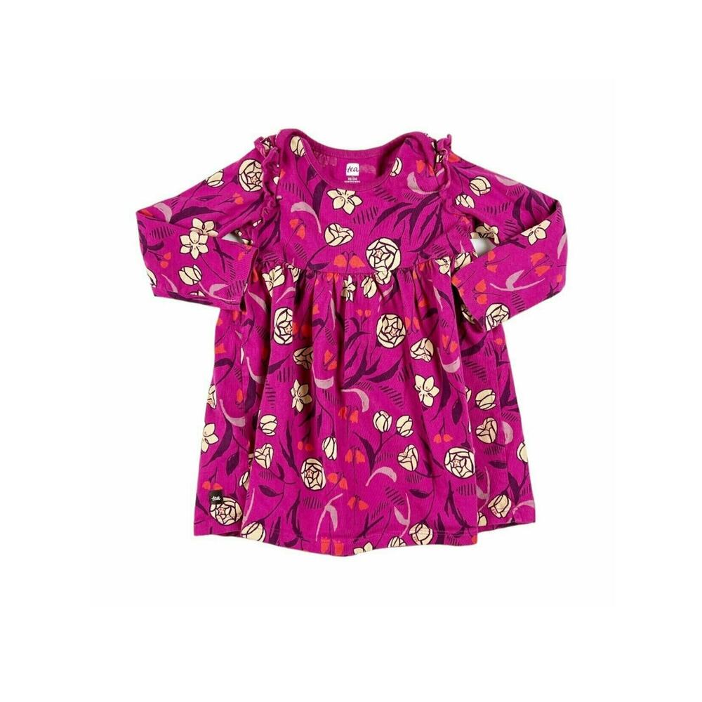 Tea Collection Tulips & Twins Mighty Mini Dress Berry 18-24 Months